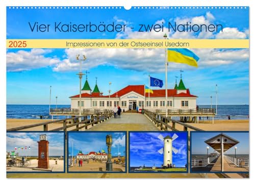 Vier Kaiserbäder – zwei Nationen – Impressionen von der Ostseeinsel Usedom (Wandkalender 2025 DIN A2 quer), CALVENDO Monatskalender von CALVENDO