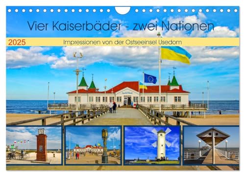 Vier Kaiserbäder – zwei Nationen – Impressionen von der Ostseeinsel Usedom (Wandkalender 2025 DIN A4 quer), CALVENDO Monatskalender von CALVENDO