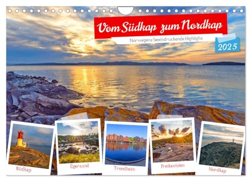 Vom Südkap zum Nordkap (Wandkalender 2025 DIN A4 quer), CALVENDO Monatskalender von CALVENDO