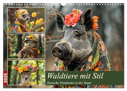 Waldtiere mit Stil. Tierische Trendsetter in der Natur (Wandkalender 2025 DIN A3 quer), CALVENDO Monatskalender von CALVENDO