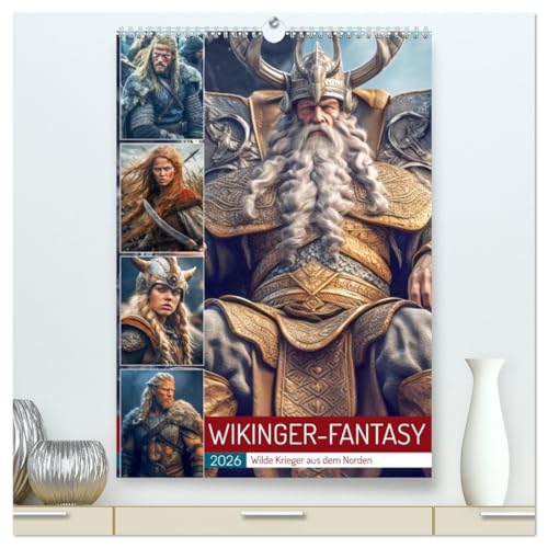 Wikinger-Fantasy. Wilde Krieger aus dem Norden (hochwertiger Premium Wandkalender 2026 DIN A2 hoch), Kunstdruck in Hochglanz von CALVENDO