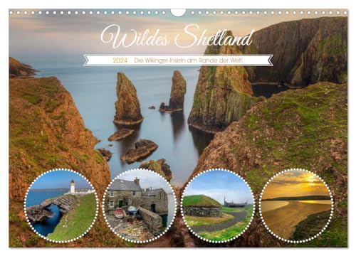 Wildes Shetland, die Wikinger-Inseln am Rande der Welt. (Wandkalender 2024 DIN A3 quer), CALVENDO Monatskalender von CALVENDO