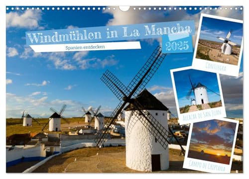Windmühlen in La Mancha (Wandkalender 2025 DIN A3 quer), CALVENDO Monatskalender von CALVENDO