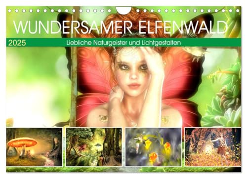 Wundersamer Elfenwald. Liebliche Naturgeister und Lichtgestalten (Wandkalender 2025 DIN A4 quer), CALVENDO Monatskalender von CALVENDO