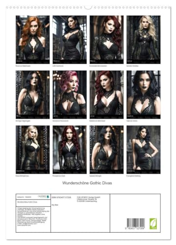 Wunderschöne Gothic Divas (hochwertiger Premium Wandkalender 2025 DIN A2 hoch), Kunstdruck in Hochglanz
