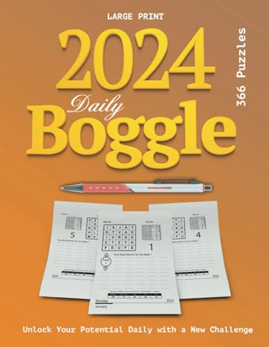 Daily Boggle 2024 Puzzle Book: Unlock Your Potential Daily with a New Challenge , Enjoy 366 puzzles , Puzzle Each page, 8.50 x 11 in, Puzzles & Solutions. von Independently published