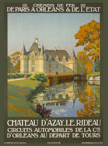 Affiche du Château d'Azay-le-Rideau - Circuits automobiles de la compagnie d'Orléans au départ de Tours von PATRIMOINE