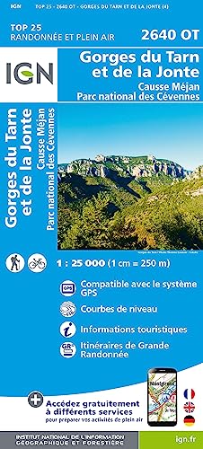 2640OT Gorges du Tarn et de la Jonte.Causse Méjan.PN des Cévennes 1:25 000 von IGN Frankreich