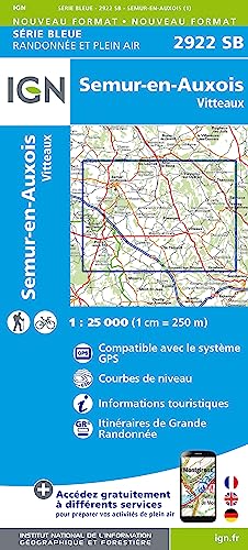 IGN Karte, Serie Bleue Semur en Auxois (Série Bleue, Band 2922)