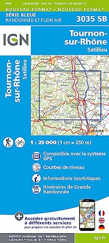 IGN Karte, Serie Bleue Tournon-sur-Rhône / Satilleu (Série Bleue, Band 3035)
