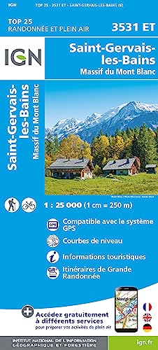 3531ET SAINT-GERVAIS - LES BAINS Topographische Wanderkarte Frankreich 1:25.000 TOP 25 IGN