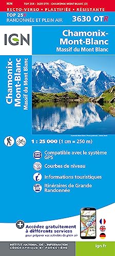Chamonix-Mont-Blanc / Massif du Mont Blanc gps wp (3630OTR) (TOP 25R) von Institut Geographique National