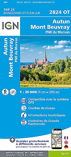 2824OT Autun Mont Beuvray PN du Morvan (TOP 25) von IGN Frankreich