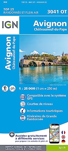 IGN Karte, Serie Bleue Top 25 Avignon.Châteauneuf-du-Pape