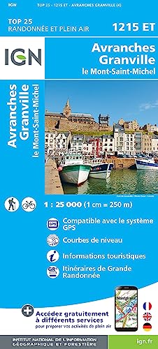 IGN Karte, Serie Bleue Top 25 Avranches.Granville.le Mont-St-Michel