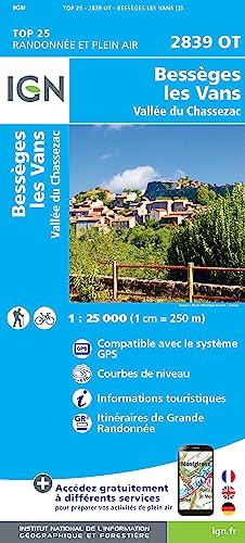 Bessèges les Vans Vallée du Chassezac 1:25 000 (TOP 25)