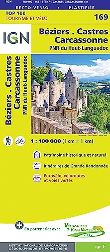 Béziers.Castres.Carcassonne 1:100 000: IGN Cartes Top 100 - Straßenkarte von IGN Frankreich