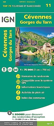 Cévennes - Gorges du Tarn 1:75 000 (Blatt 11) von IGN Frankreich