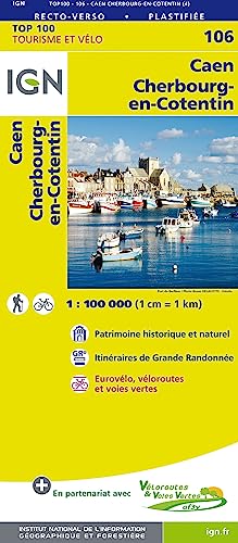 Caen Cherbourg-Octeville 1:100 000: Patrimoine historique et naturel, Courbes de niveau, Itinéraires de randonée, Compatible avec le système GPS (TOP 100, Band 106)