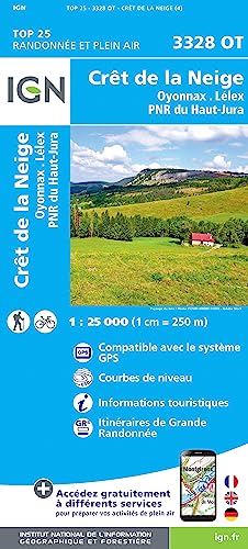 3328OT Crêt de la Neige.Oyonnax.Lélex.PNR du Haut Jura (TOP 25) von IGN Institut Geographique National
