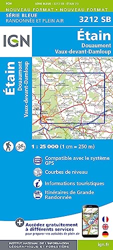 IGN Karte, Serie Bleue Top 25 Étain.Douaumont.Vaux-devant-Damloup (Série Bleue, Band 3212) IGN Karte, Serie Bleue Top 25 Étain.Douaumont.Vaux-devant-Damloup (Série Bleue, Band 3212)
