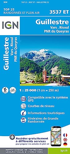 Guillestre. Vars. Risoul. Parc National du Queyras 1 : 25 000 (TOP 25) von IGN Frankreich