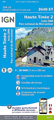 IGN Karte, Carte de randonnée (et plein air) Haute Tinée 2 Isola 2000 Parc Natinal du Mercantour (TOP 25)