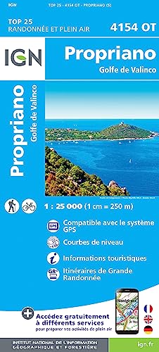 IGN Karte, Carte de randonnée (et plein air) Propriano Golfe de Valinco (TOP 25)