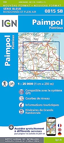 IGN Karte, Serie Bleue Paimpol Pontrieux: Compatible Avec le système GPS, Courbes de Niveau, Informations touristiques, Itinéraires de Grande Randonnée. Mit QR-Code (Série Bleue, Band 815) von IGN Frankreich