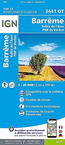 IGN Karte, Serie Bleue Top 25 Barrême.Vallée de l'Asse.PNR du Verdon