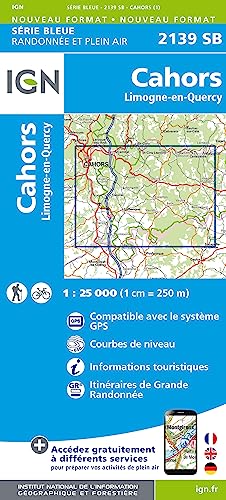 IGN Karte, Serie Bleue Top 25 Cahors.Limogne-en-Quercy (Série Bleue, Band 2139)