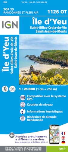 Ile d'Yeu / St-Gilles-Croix-de-Vie / St-Jean-de-Monts (1126OT) (TOP 25) von Institut Geographique National