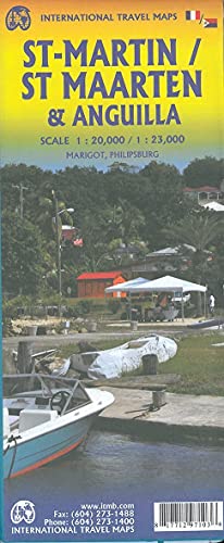 International Travel Map ITM Anguilla, Saint Martin, Plan Dog Island, Sint Marteen