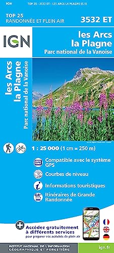 Les Arcs/La Plagne/Pn de la Vanoise (Gps) 1:25 000 (TOP 25) von IGN Frankreich