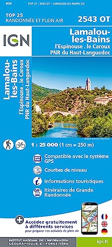 Lamalou-les-Bains.L'Espinouse.Le Caroux.PNR du Haut-Languedoc 1:25 000 (TOP 25)