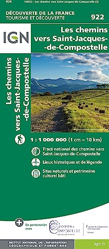 Les Chemins de Saint-Jacques de Compostelle 1:1 000 000: 1:1000000 (Chemins vers St-Jacques-de-Comp.)