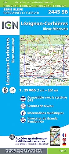 2445SB Lézignan-Corbières-Peyriac-Minervois (Série Bleue, Band 2445) von IGN Frankreich
