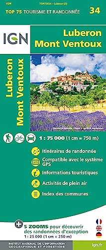 Lubéron Mont-Ventoux 1:75 000 (TOP 75, Band 75034) von IGN Frankreich