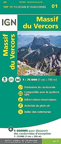 IGN 75 000 Touristische Wanderkarte 01 Massif du Vercors: 1:75000 (TOP 75, Band 75001) von IGN Frankreich