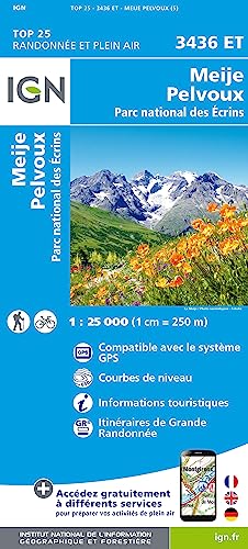 Meije Pelvoux. PN des Ecrins 1:25 000 (TOP 25) von IGN Frankreich