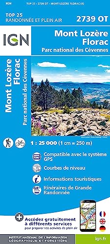 Mont Lozère.Florac. PN des Cévennes 1:25 000 (TOP 25) von IGN Frankreich
