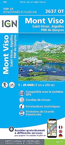 Mont Viso. Saint -Véran. Aiguilles. Parc National du Queryras 1:25000 (TOP 25)