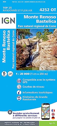 Monte Renoso Bastelica Parc National de Corse 1 : 25 000 (TOP 25)
