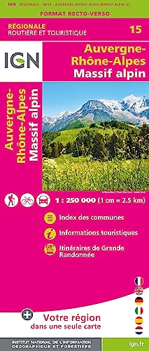 NR15 Auvergne Rhône-Alpes (Massif Alpin) Recto/verso 1:250 000