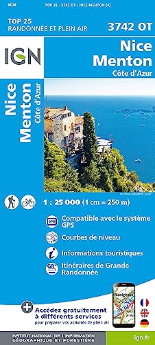 Nice - Menton - Côte d'Azur 1:25 000 (TOP 25) von IGN Frankreich