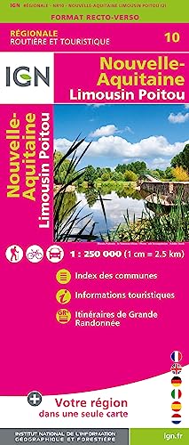 Nouvelle Aquitaine (Limousin-Poitou) Recto/verso 1:250 000 von IGN Frankreich