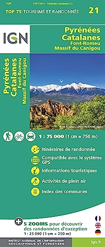 Pyrénées Catalanes - Font Romeu - Massif du Canigou (TOP 75, Band 75021) von IGN Frankreich