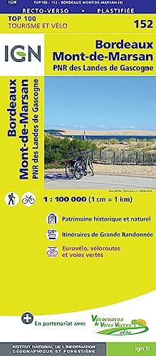 Bordeaux Mont-de-Marsan 1:100 000: IGN Cartes Top 100 - Straßenkarte