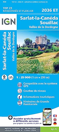 Sarlat Souillac.Vallée de la Dordogne 1:25 000 (TOP 25) von IGN Frankreich