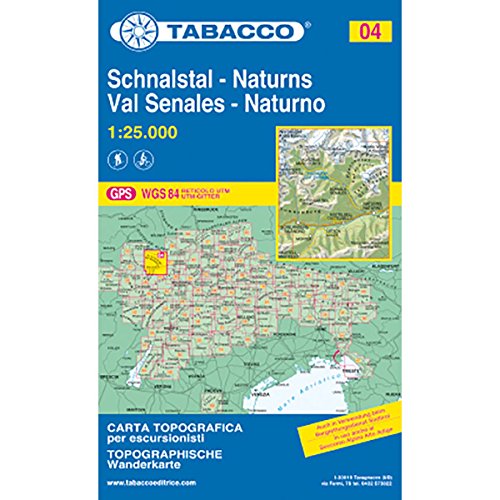 Schnalstal: Wanderkarte Tabacco 04. 1:25000: UTM-Gitter. GPS (Carte topografiche per escursionisti, Band 4)